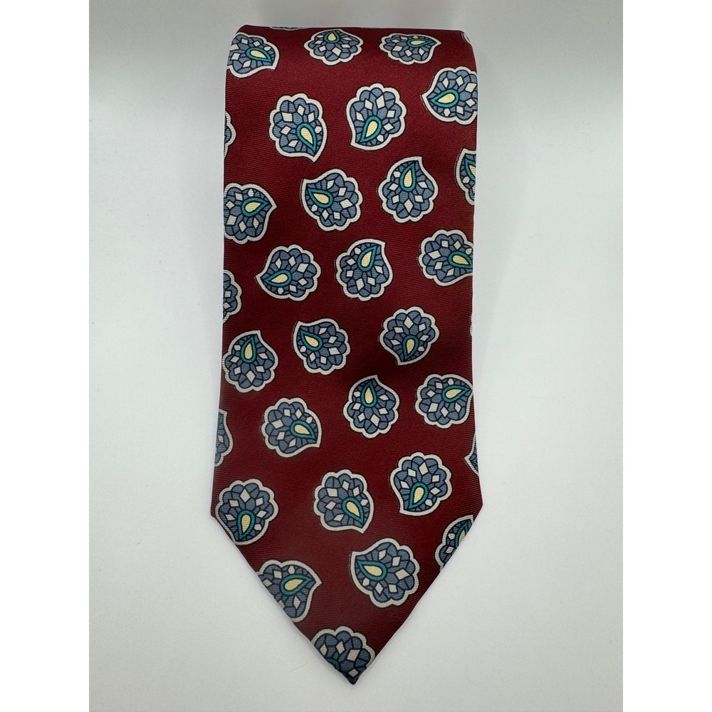 Lands End Silk Burgundy Paisley Necktie‎ Men's Formal Business Accessory